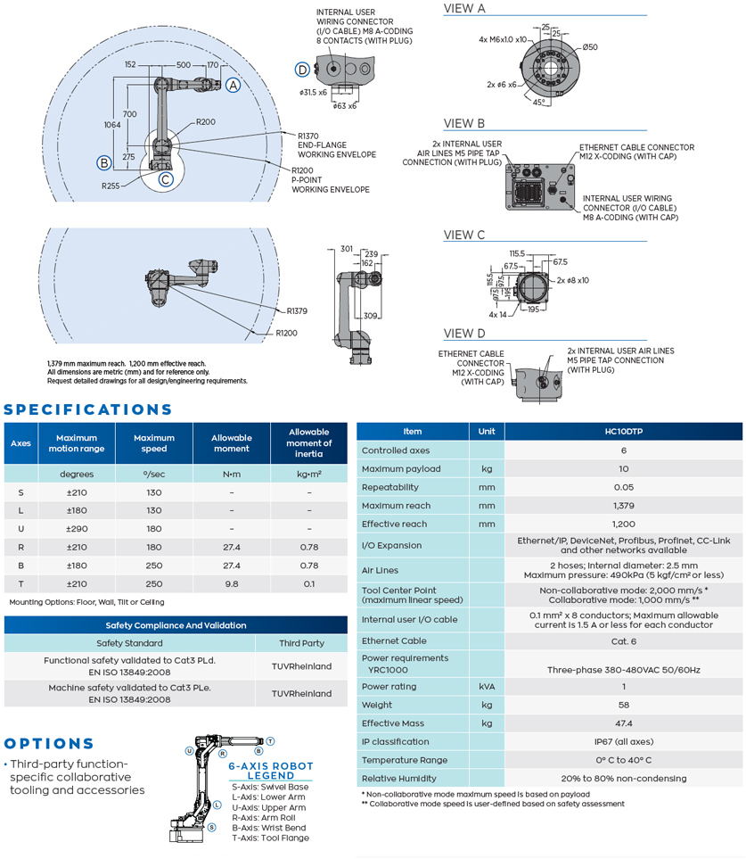 HC10 for Welding robot spec diagram